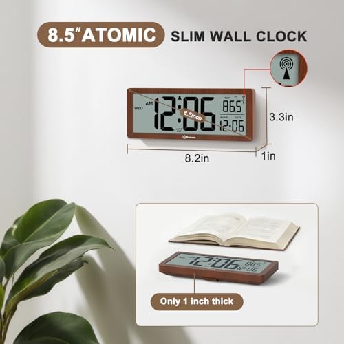 Soobest 8.5" Small Atomic Clock, Self-Setting Time & Date Battery Operated - Image 2