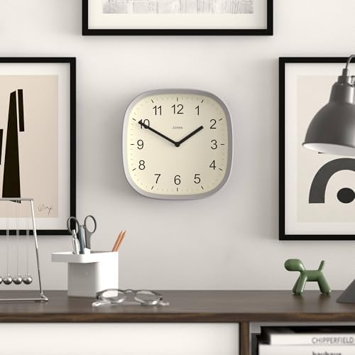 JONES CLOCKS® Sprite wall Clock | Modern Square Clock | 10" | Gray - Image 3