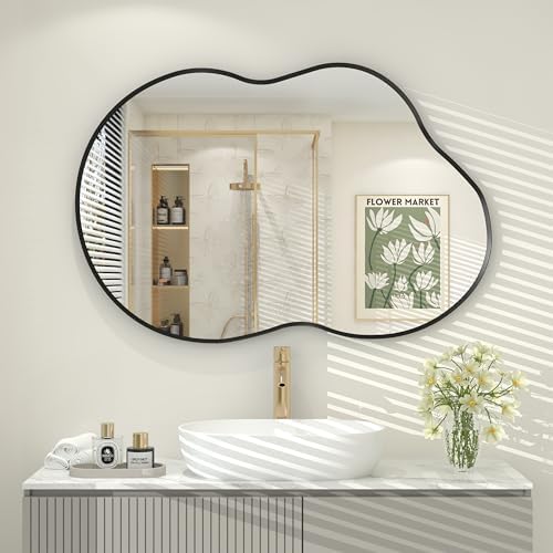 20x32 Inch Black Irregular Wall Mirror by CHARMOR