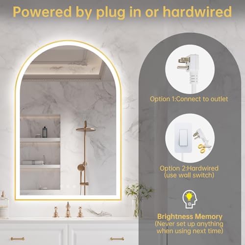 24"x36" Arched LED Lighted Bathroom Mirror - Image 6