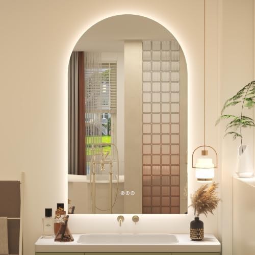 Arched Backlit LED Lighted Bathroom Mirror 24x40 by LuxulumMirror