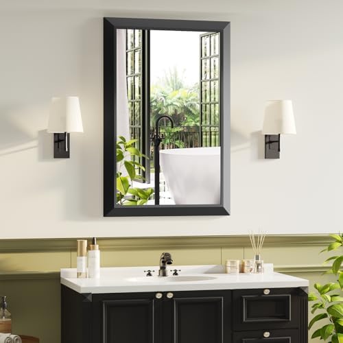 Black Bathroom Mirror for Over Sink, 24x36Inch Thick Anti-Rust Metal Frame - Image 7