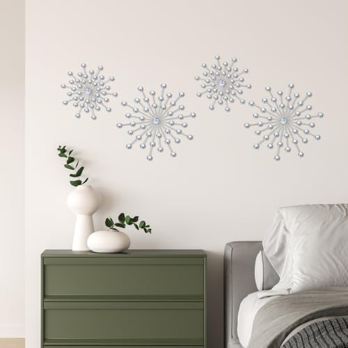 ZEXUIRU 4 Set Silver Starburst Wall Art - Image 2