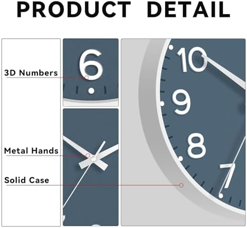Roymnie 14 Inch Wall Clock Battery Operated Silent Non Ticking Analog - Image 6