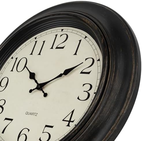 Foxtop Large Retro Wall Clock Silent Battery Operated Clock 18" Bronze - Image 3