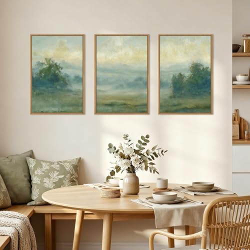 HLNIUC Green Abstract Minimalist Framed Canvas Wall Art, Large Neutral - Image 4
