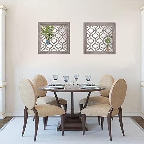 Yudarte 2pcs Set Square Moroccan Cutout Wall Mirror Decor - Image 2