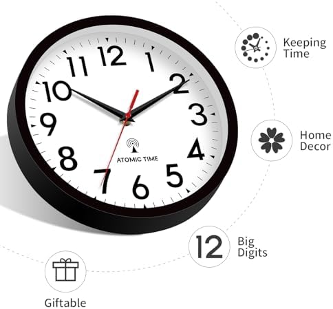 DAXSMY 12 Inch Atomic Wall Clock, Battery Operated Silent Non Ticking - Image 5
