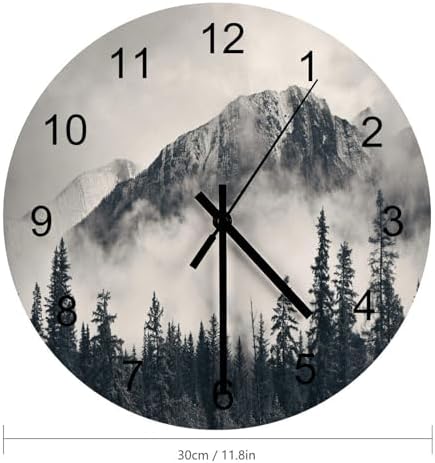 Scenic Nature Wall Clock Silent Non Ticking Battery Operated, Mountain Misty - Image 2