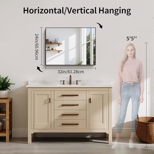 YIROMAN Bathroom Mirror 24"x32", Rectangular Vanity Mirror - Image 3