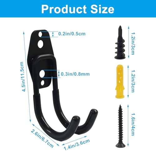 2 Pack Heavy Duty Garage Wall Hooks, Wall Mount Garage Storage Organizer - Image 2