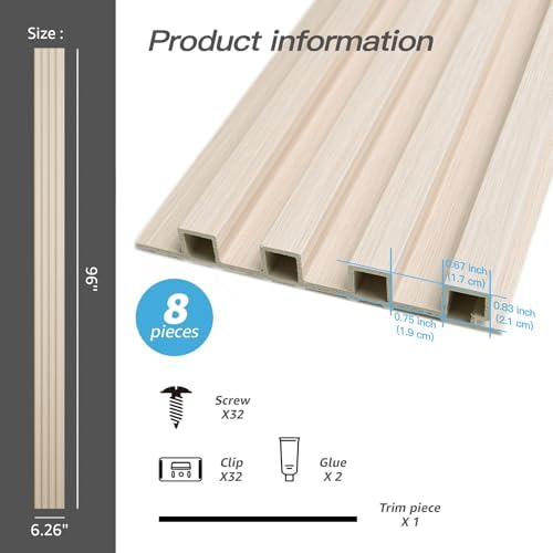 Art3d 96" x 6" WPC Slat Wall Paneling - Image 4