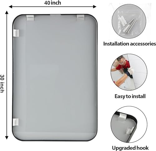 40x30 Inch Black Wall Mirror for Bathroom, Brushed Metal Framed Mirror - Image 6
