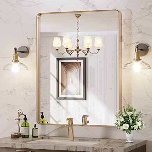 LOAAO 28"X36" Gold Bathroom Mirror by LOAAO