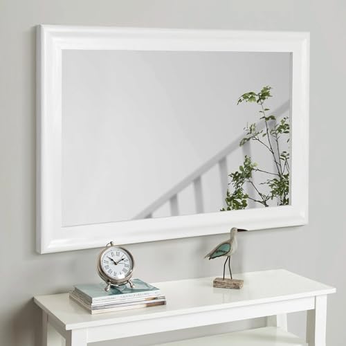 White Wall Mirror for Bathroom, Rectangle Large 30 x 40 inch Vanity Mirrors by Culer