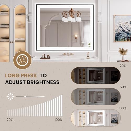 LOAAO 40"X32" LED Bathroom Mirror Black Framed - Image 3