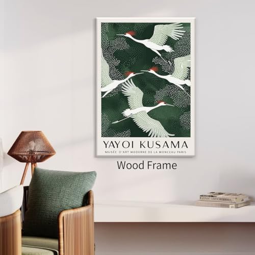 Framed Canvas Wall Art Japanese Flying Cranes Artwork 12x16in Vintage Bird - Image 4