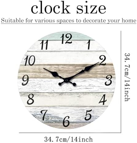 XNM 14 Inch Farmhouse Wooden Wall Clocks Battery Operated - Image 6