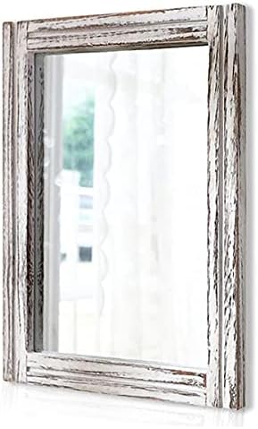 AAZZKANG Rustic Wall Mirror Rectangle Wood Framed Large 20"x16" by AAZZKANG