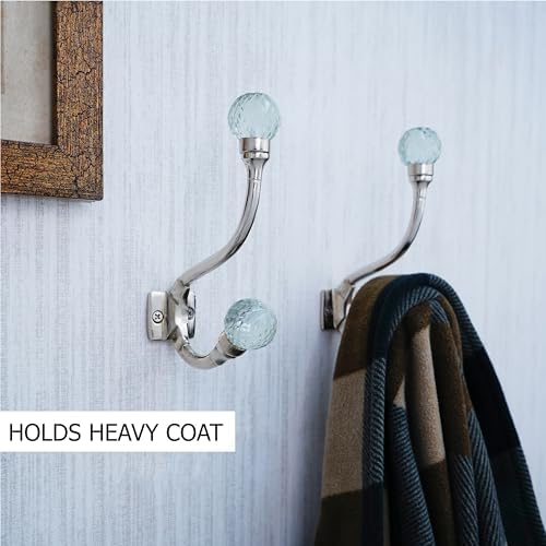 Indian Shelf 6-Pack Clear Glass Double Wall Coat Hooks - Image 2