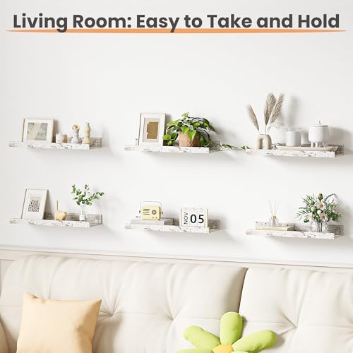 upsimples Floating Shelves for Wall Decor Storage Rustic White - Image 5
