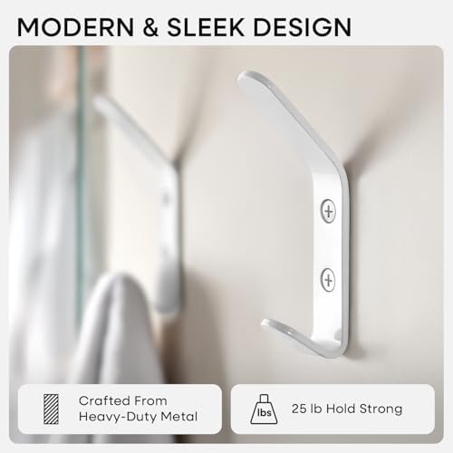 Homeforia White Wall Coat Hooks, High-End Metal, Heavy Duty - Image 3