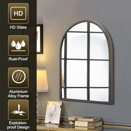 Arched Mirror for Wall, Retro Metal Beaded Frame Decorative Mirror for Vanity - Image 6