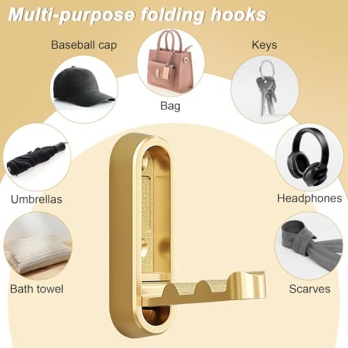 2 Pack Gold Foldable Wall Hooks - Image 2