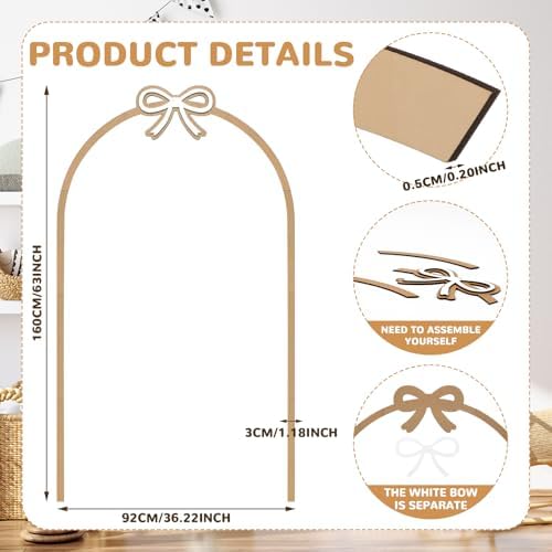 Novabright Unfinished Wood Arch Trim, 63 x 36 Inch - Image 2