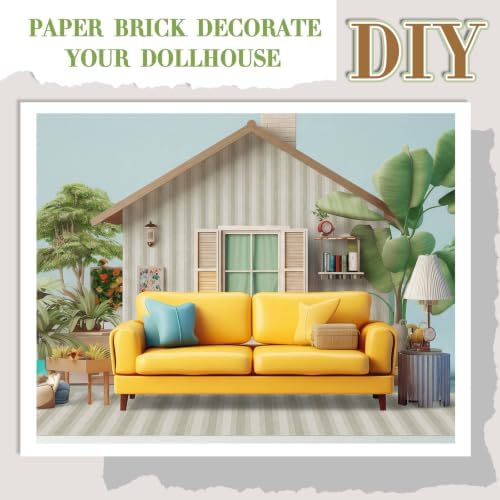 Flutesan 12 Pcs Miniature Dollhouse Wallpaper, Vintage Stripes - Image 3