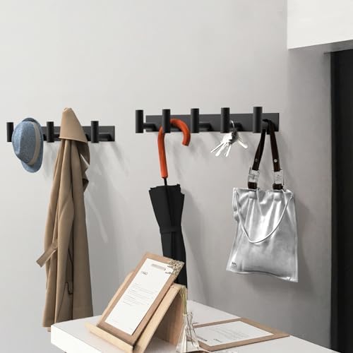 VAEHOLD Black Hat and Coat Wall Mount Rack 5 Hooks - Image 6