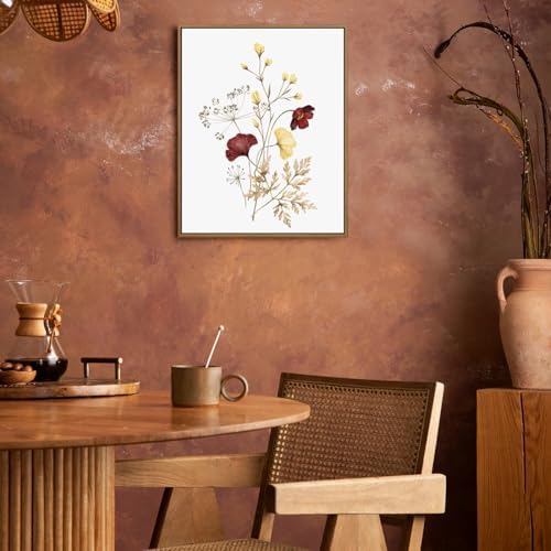 Watercolor Botanical Wall Art Burgundy and Yellow Flower Art Prints 11"x14" - Image 5
