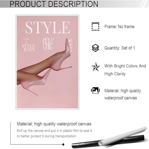 Trendy Pink Heels Poster High Heel News Headline Canvas Wall Art I Am A Style - Image 2