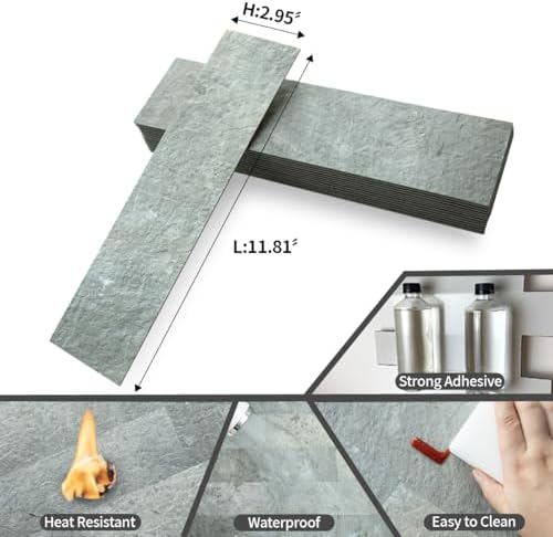 AULIGET 40-Piece Mountain Rock Peel and Stick Backsplash Wall Tiles, Laundry - Image 6