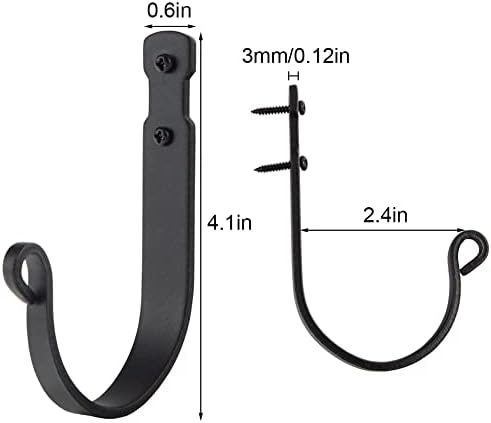Wrought Iron Wall Mounted Coat Hooks Heavy Duty, Decorative Metal Wall Hooks - Image 6