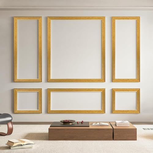 Art3d Pre-Cut Wall Molding Set of 6 pcs, 3 Top 3 Bottom, Antique Gold by Art3d