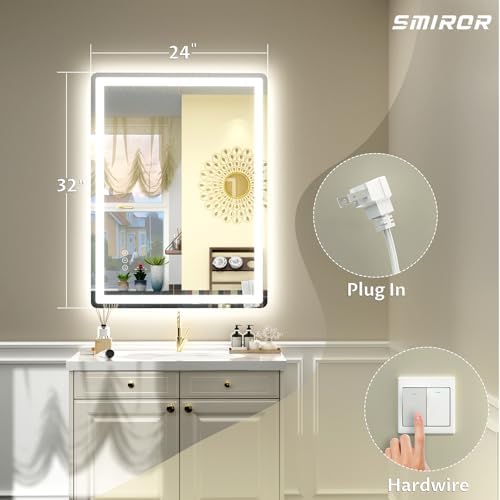 SMIROR 24x32 LED Lighted Bathroom Vanity Mirror - Image 2