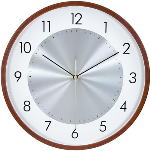 Brown Woodgrain 14Inch Silent Wall Clock Battery Operated Clock by MABPEDO
