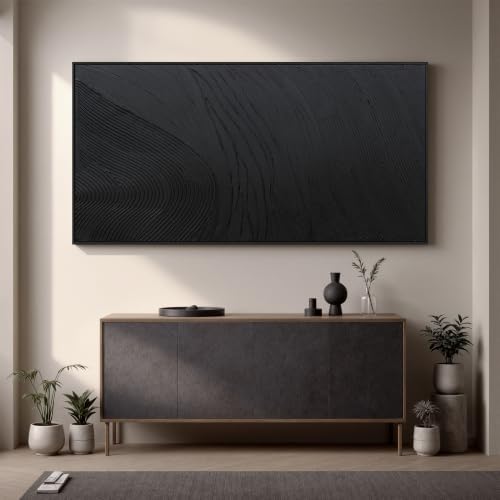 large black abstract wall art modern Hand-drawn canvas wall art decor - Image 3