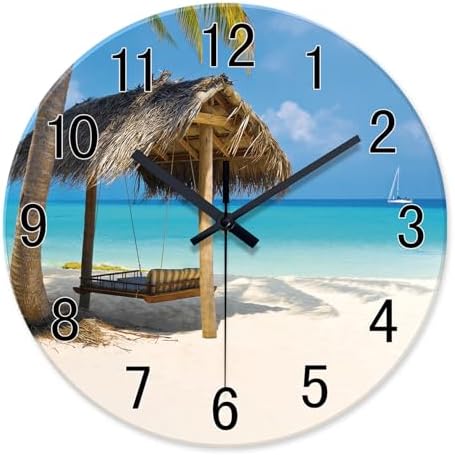 XFM Tropical Beach Wall Clock Battery Operated 12 Inch by XFMWallClock