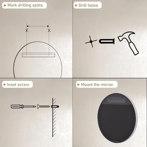 VooBang Round Bathroom Mirror, 32 inch Silver Gorgeous Deep Frame Modern Wall - Image 6
