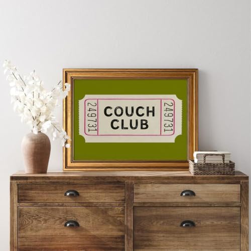 Gold Framed Vintage Ticket Wall Art, Retro Fun Couch Club Artwork - Image 2