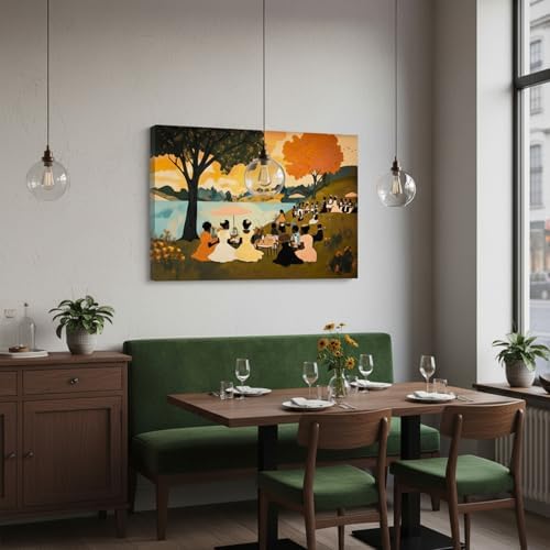Black People Canvas Wall Art Joyful Outdoor Gathering Poster 16x24IN Framed - Image 4