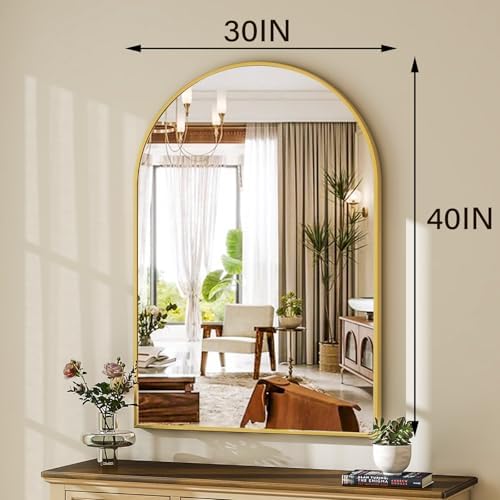 HARRITPURE Arched Wall Mirror 30"x40" Gold Arch Bathroom Vanity Mirror - Image 6