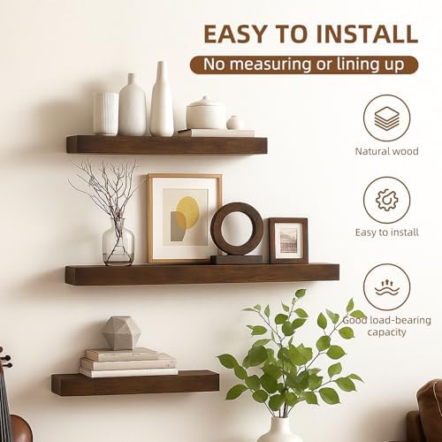 Floating Shelves for Wall, 23.6 x 6.3 Inch Rustic Display Storage Shelves - Image 5
