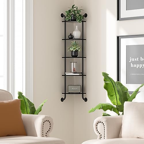 Tinpin 5 Tier Corner Shelf Wall Mount Rustic Industrial Floating Shelves - Image 2
