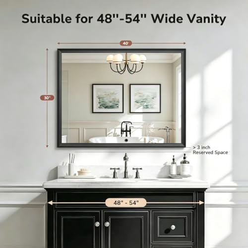 USHOWER 2 Pack 30x40 Inch Black Bathroom Mirrors - Image 3