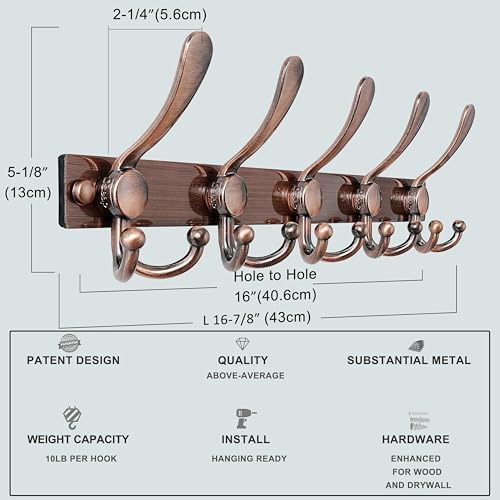 Dseap Coat Rack Wall Mount, Heavy Duty 12-Gauge Base vs Flimsy 1mm, - Image 3