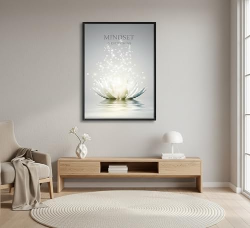 Framed Lotus Wall Art, Mindset is Everything Bathroom Decor - Image 4