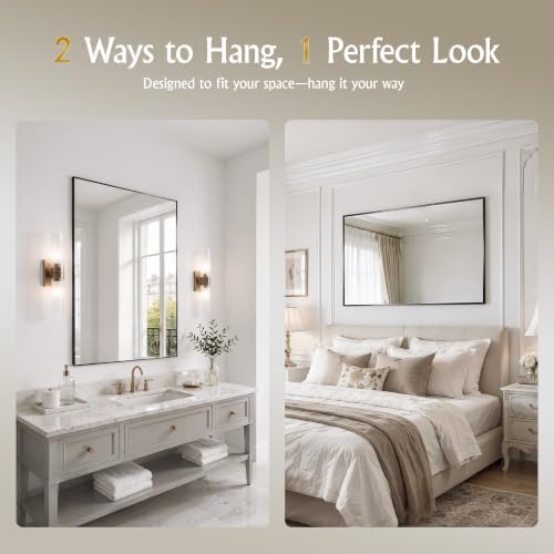 24"x30" Black Bathroom Mirror Wall Mounted - Image 3